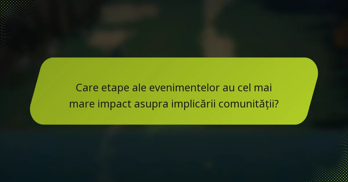 Care etape ale evenimentelor au cel mai mare impact asupra implicării comunității?